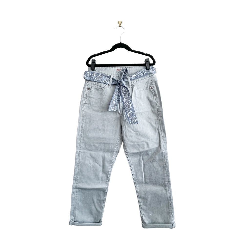 Santana Jeans Tummy Control Light Blue Straight Leg Crop Belted Women's 6 NWT